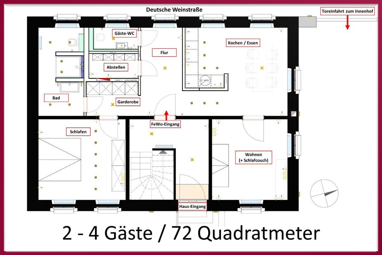 Neue90 - Fewo Steinacker, Weinstrasse Kallstadt Pfalz, 2Zkb - Keine Monteure Екстериор снимка